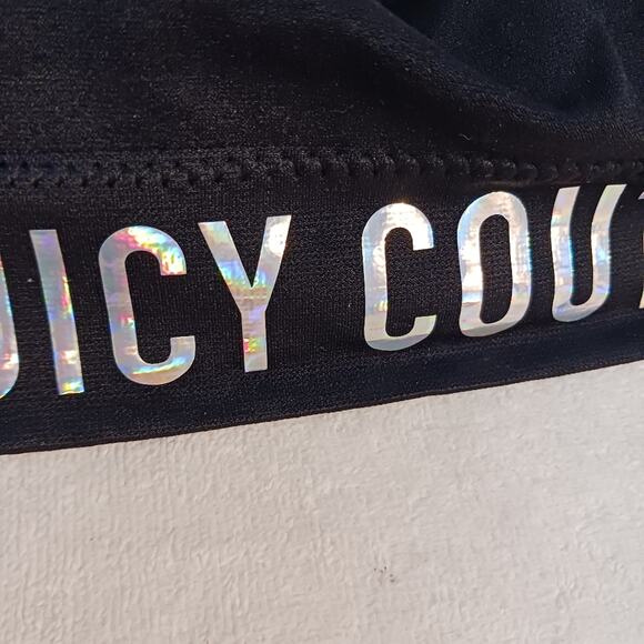 RARE Juicy Couture IRRIDESCENT GLAM Sports Bra Sz L BLACK Silver Glow V-Back NEW - Picture 5 of 12